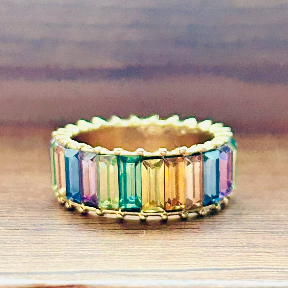 BaubleBar Colorful Baguette Ring Size 9